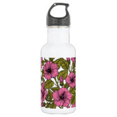 Roze hibiscus bloemen waterfles  (Voorkant)