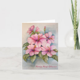 Roze Hibiscus bloemenkaart Feestdagen Kaart