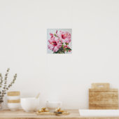 Roze Hibiscus Bloemenkunst Print Poster (Keuken)