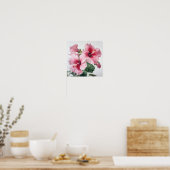 Roze Hibiscus Bloemenkunst Print Poster (Keuken)