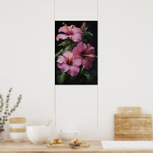 Roze Hibiscus Bloemenkunst Print Poster (Keuken)