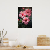 Roze Hibiscus Bloemenkunst Print Poster (Keuken)