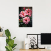 Roze Hibiscus Bloemenkunst Print Poster (Thuiskantoor)
