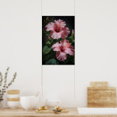 Roze Hibiscus Bloemenkunst Print Poster (Keuken)