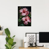 Roze Hibiscus Bloemenkunst Print Poster (Thuiskantoor)