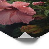 Roze Hibiscus Bloemenkunst Print Poster (Hoek)