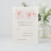 Roze hibiscus bloemenstrand bruiloft RSVP kaarten (Staand voorkant)
