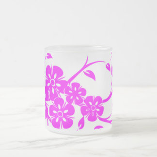 Roze Hibiscus Bloemmotief Koffiemok Matglas Koffiemok