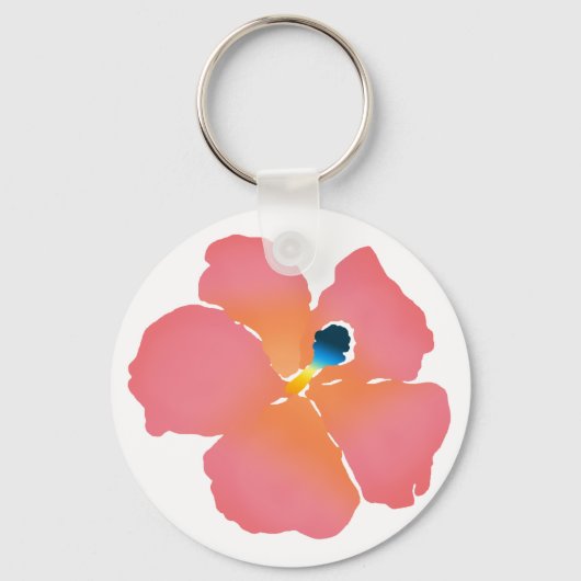 Roze Hibiscus Bloom Sleutelhanger (Voorkant)