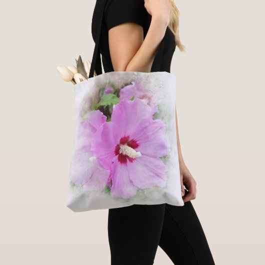 Roze Hibiscus Blossom Tote Bag (Dichtbij)