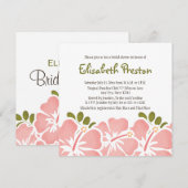 Roze Hibiscus Bridal Shower Invitations Kaart (Voorkant / Achterkant)