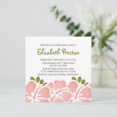 Roze Hibiscus Bridal Shower Invitations Kaart (Staand voorkant)