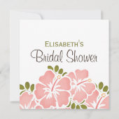 Roze Hibiscus Bridal Shower Invitations Kaart (Achterkant)