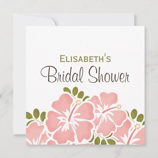 Roze Hibiscus Bridal Shower Invitations Kaart (Achterkant)