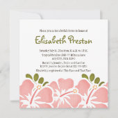 Roze Hibiscus Bridal Shower Invitations Kaart (Voorkant)