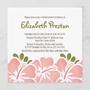 Roze Hibiscus Bridal Shower Invitations Kaart