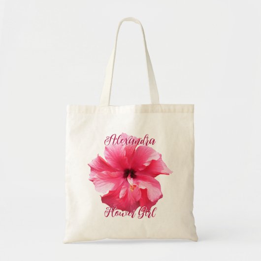 Roze hibiscus bruidsmeisje personalised tote bag (Voorkant)