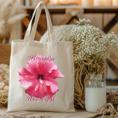 Roze hibiscus bruidsmeisje personalised tote bag