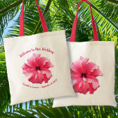 Roze Hibiscus Bruiloft Welkom Custom Tote Bag