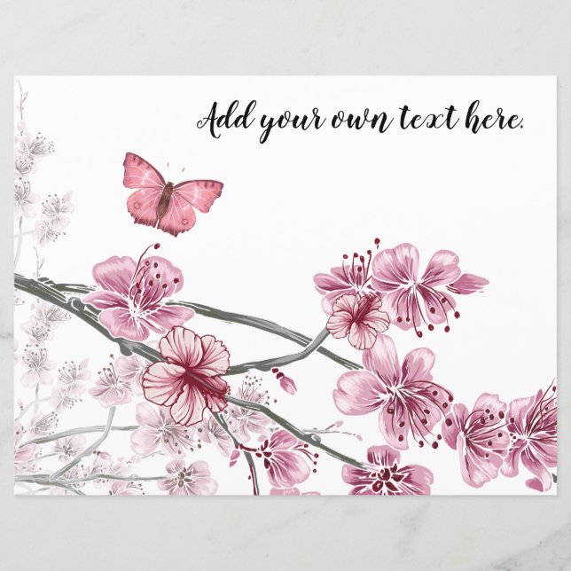 Roze Hibiscus Butterflies Journal Scrapbook Paper (Voorkant)