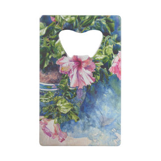 Roze Hibiscus Creditkaart Flessenopener