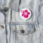 Roze Hibiscus Design Ronde Button 5,7 Cm (In situ)