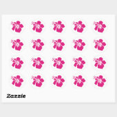 Roze Hibiscus Design Ronde Sticker (Vel)