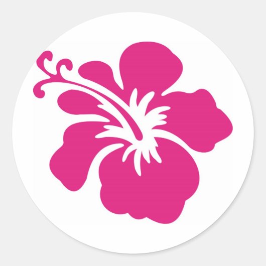 Roze Hibiscus Design Ronde Sticker (Voorkant)