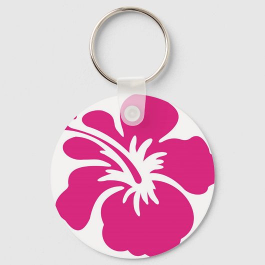 Roze Hibiscus Design Sleutelhanger (Voorkant)