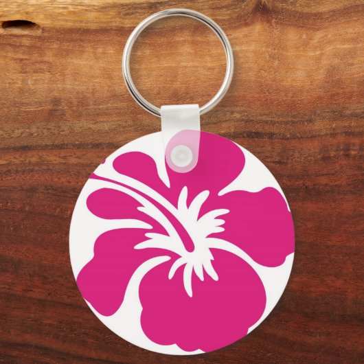 Roze Hibiscus Design Sleutelhanger (Voorkant)