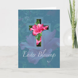 Roze Hibiscus Easter Blessings Wenskaart Feestdagen Kaart