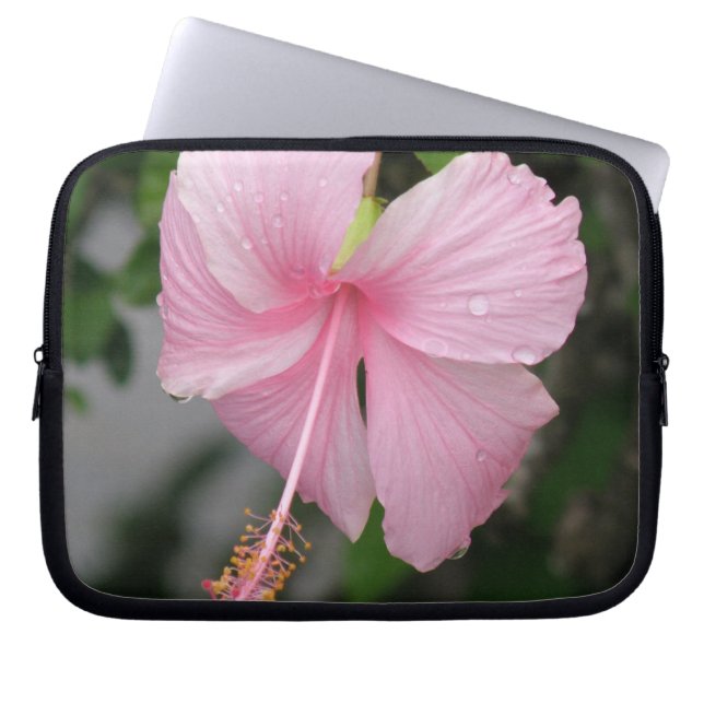 Roze Hibiscus Electronics Bag Laptop Sleeve (Voorkant)