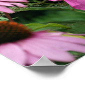 Roze hibiscus en bloementuin vrienden poster (Hoek)