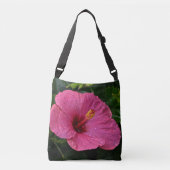 Roze Hibiscus en Echinacea Crossbody Tas (Voorkant)