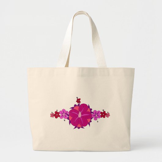 Roze Hibiscus en Honu Print Grote Tote Bag (Voorkant)