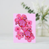Roze hibiscus en Honu Turtles Briefkaart (Staand voorkant)
