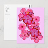 Roze hibiscus en Honu Turtles Briefkaart (Voorkant / Achterkant)