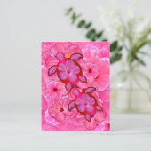Roze hibiscus en Honu Turtles Briefkaart (Staand voorkant)