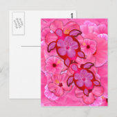 Roze hibiscus en Honu Turtles Briefkaart (Voorkant / Achterkant)