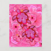 Roze hibiscus en Honu Turtles Briefkaart (Voorkant)