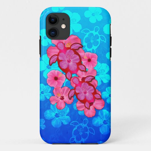 Roze hibiscus en Honu Turtles Case-Mate iPhone Case (Achterkant)