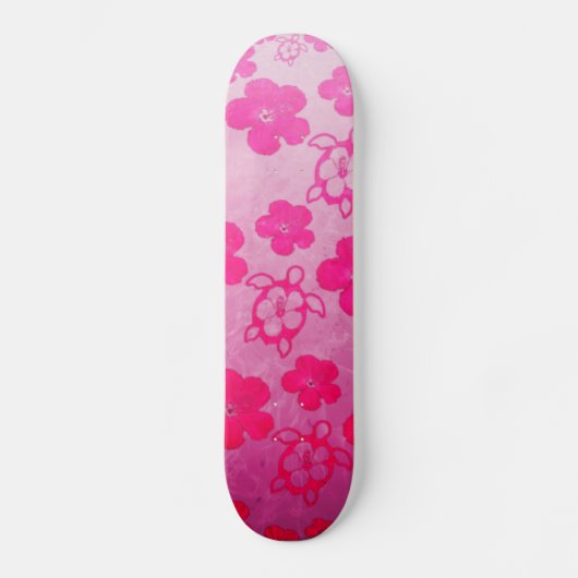 Roze hibiscus en Honu Turtles Persoonlijk Skateboard (Voorkant)