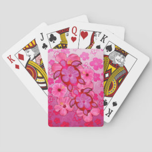 Roze hibiscus en Honu Turtles Pokerkaarten