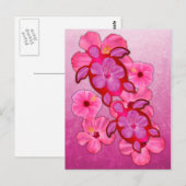 Roze Hibiscus en Schildpadden Honu Briefkaart (Voorkant / Achterkant)