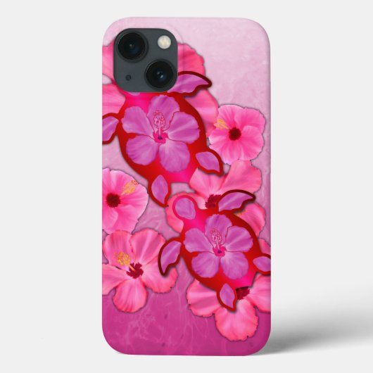 Roze Hibiscus en Schildpadden Honu Case-Mate iPhone Case (Achterkant)