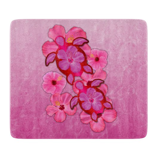 Roze Hibiscus en Schildpadden Honu Snijplank (Voorkant)