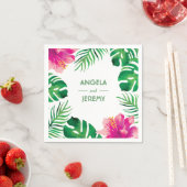 Roze Hibiscus en Tropische bladeren Bruiloft 2 Servet (Insitu)
