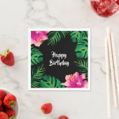 Roze Hibiscus en Tropische Bladeren Partij Servet (Insitu)