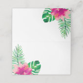 Roze Hibiscus en tropische bladeren Plaatskaartje (Buitenkant ongevouwen)