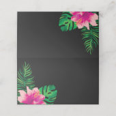 Roze Hibiscus en tropische bladeren Plaatskaartje (Buitenkant ongevouwen)